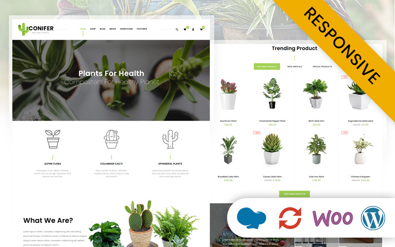 Conifer - Адаптивная тема WooCommerce для магазина растений