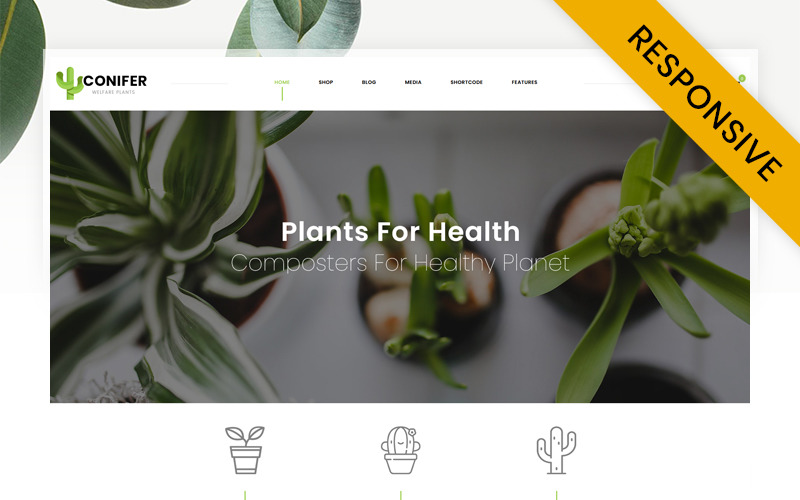 хвойные растения магазин woocommerce тема