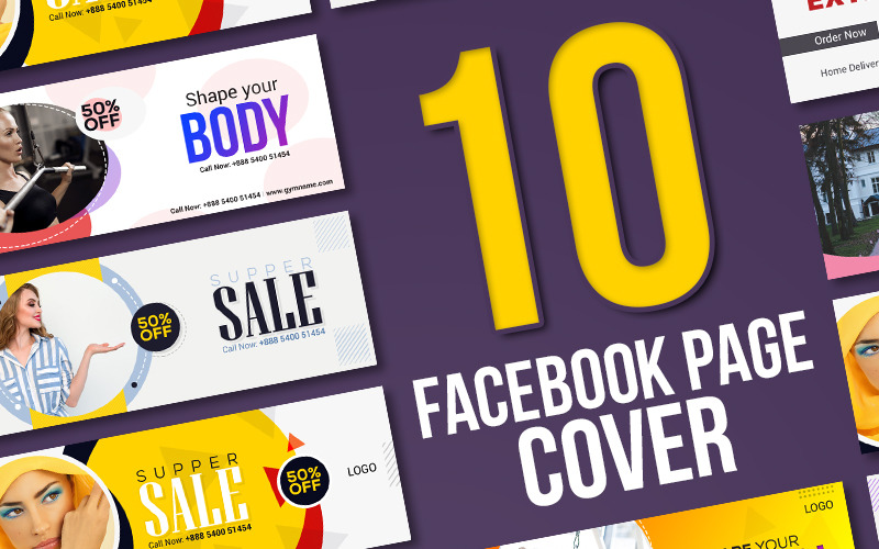Download Шаблон для соцсетей "10 Facebook Cover Bundle Social Media Template" / 10 Facebook Cover Bundle Social Media Template - Шаблон для соцсетей на тему графика banner banners body building business facebook cover discount template fitness twitter gym health multipurpose restaurant real estate food