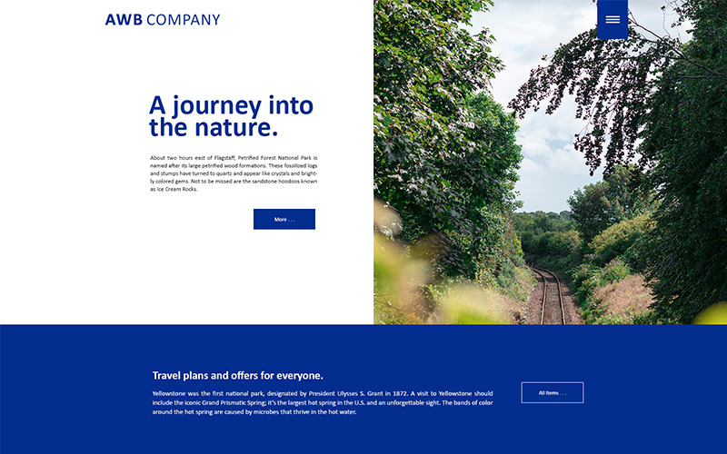 Download PSD шаблон "Journey PSD Template" / Journey PSD Template - PSD шаблон на тему путеводитель travel minimal ux wordpress drupal responsive bootstrap 12columns blue blue_navy vivid nature