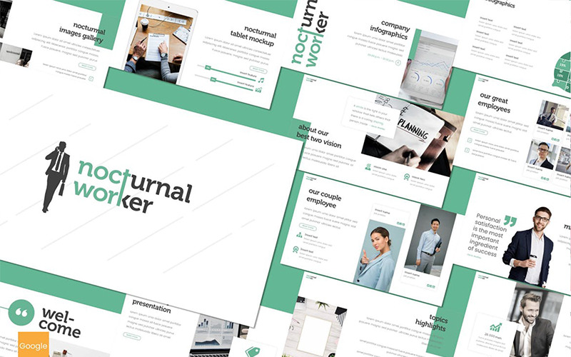 Nächtlicher Arbeiter Google Slides