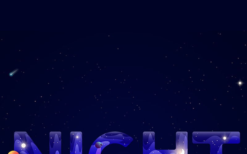 Noc. Kreativní typografie noc - ilustrace