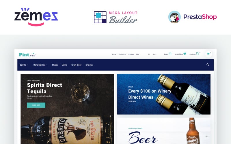 напитки и напитки магазин prestashop тема