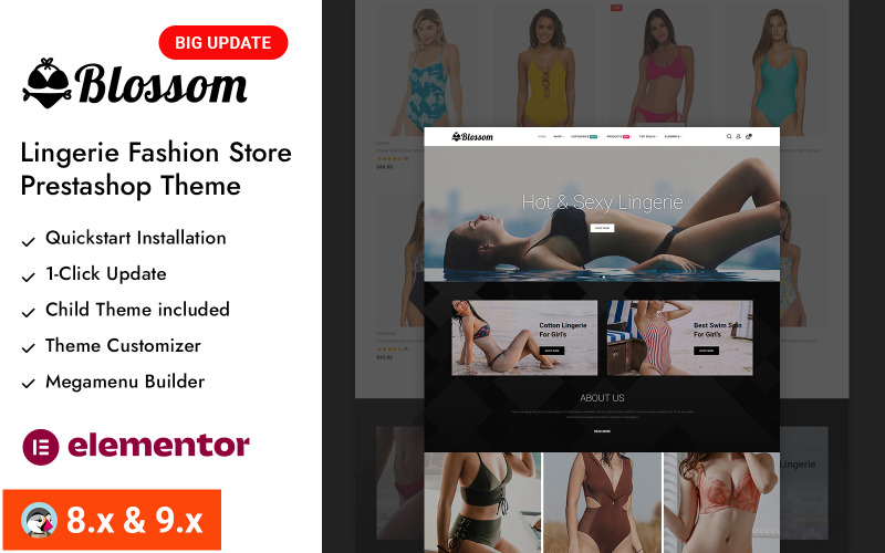 Blossom — адаптивная тема PrestaShop для магазина нижнего белья