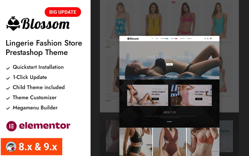 Blossom - Underkläder och underklädesbutik PrestaShop Responsivt tema