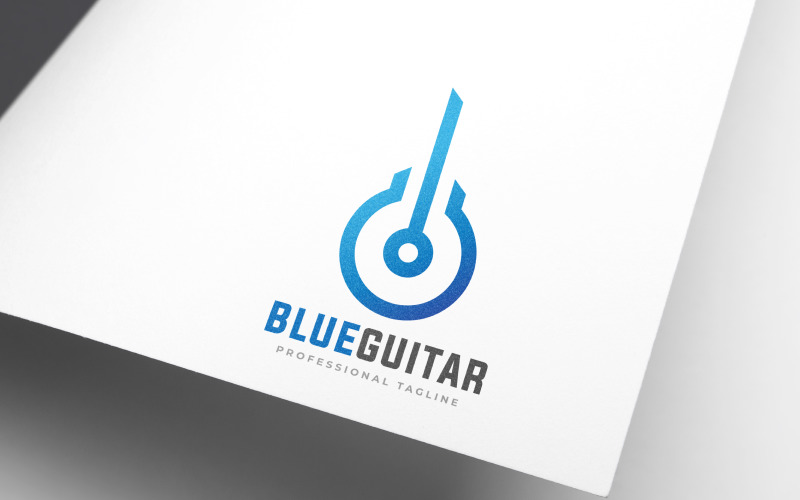 Blue Guitar Song - Musical Logo Design