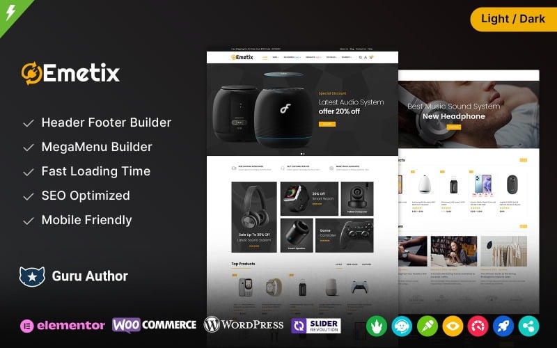 Emetix - 电子商店和数码小工具商店 WooCommerce 主题
