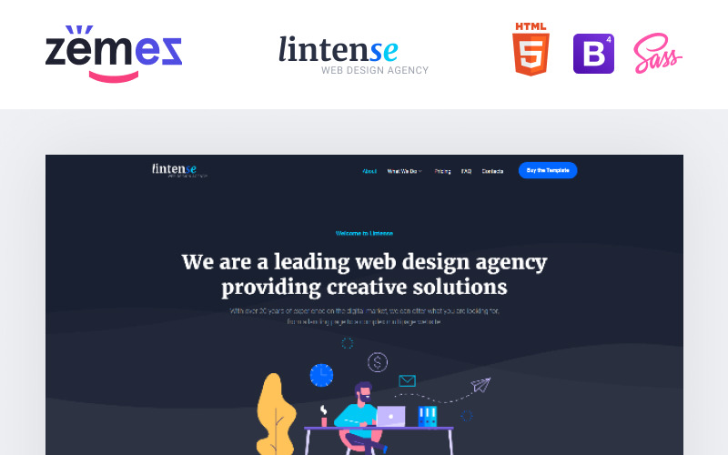 Lintense Corporate - Modèle de page de destination HTML créative pour agence de conception Web