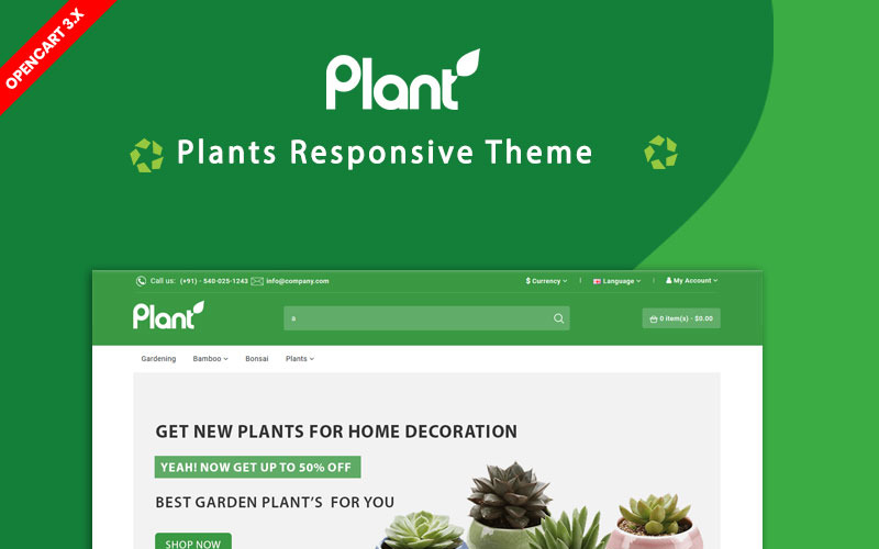 Plantilla OpenCart de planta