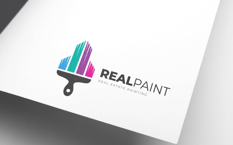 Download Шаблон логотипа "Real Estate Painting Logo Template" / Real Estate Painting Logo Template - Шаблон логотипа на тему графика artist artiste brush build building clean color colorful construction decorative engineer festival home house improve maintenance paint real estate painting