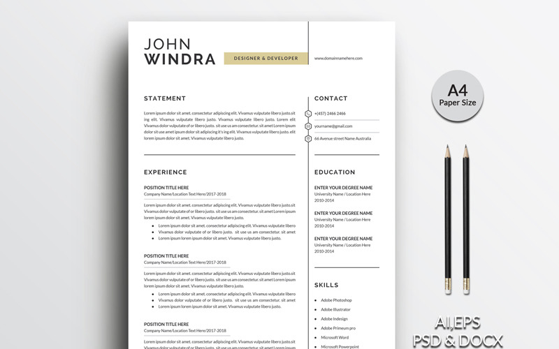 Download Резюме "Windra Clean Resume Template" / Windra Clean Resume Template - Резюме на тему графика resume cv clean creative word infographic modern professional student mac pages manager template bankers doctors job seekers