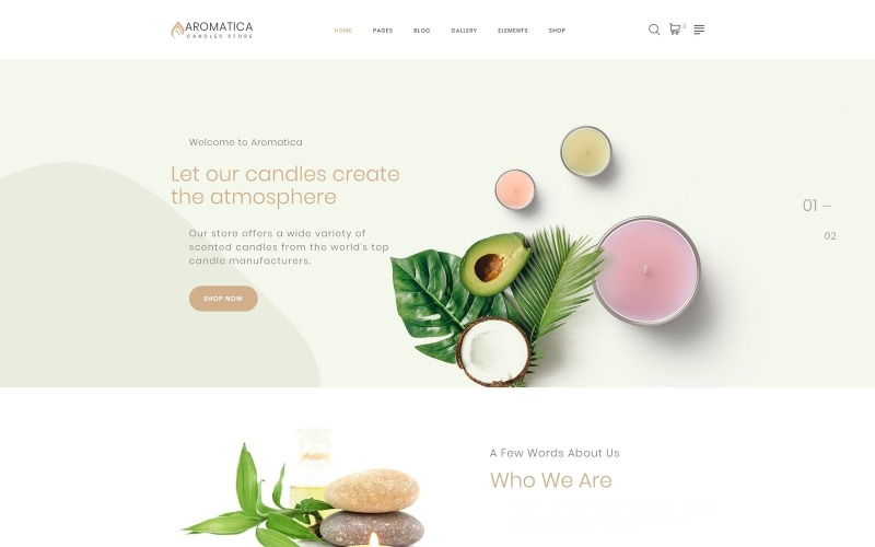 Aromatica - Шаблон веб-сайту з багатосторінковим HTML-магазином для свічок