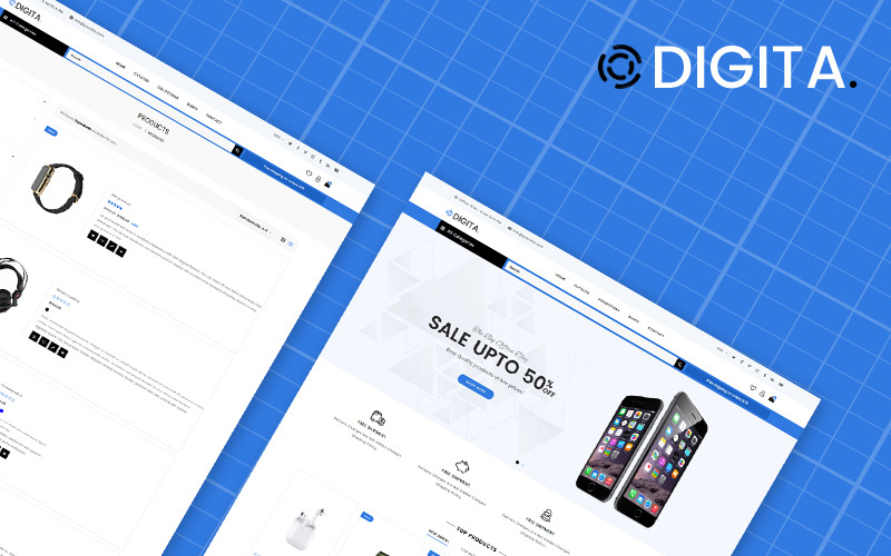 Digita - Obchod s elektronikou eCommerce Jasné téma Shopify