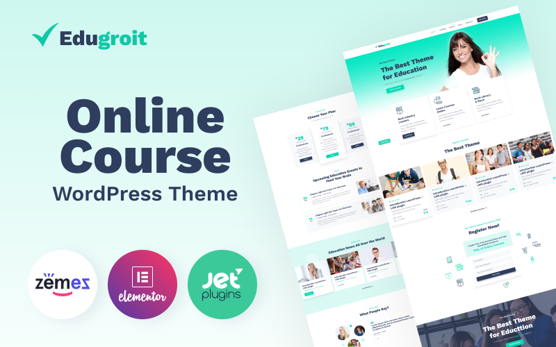 Edugroit - Online Course Website Template WordPress Theme