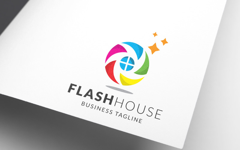Download Шаблон логотипа "Flash House Photography Logo Template" / Flash House Photography Logo Template - Шаблон логотипа на тему графика agency,brand,camera,shutter,lens,media,optic,photo,photographer,photography,studio,visual,wedding,colorful,event,focus,flash,house,cam,professional