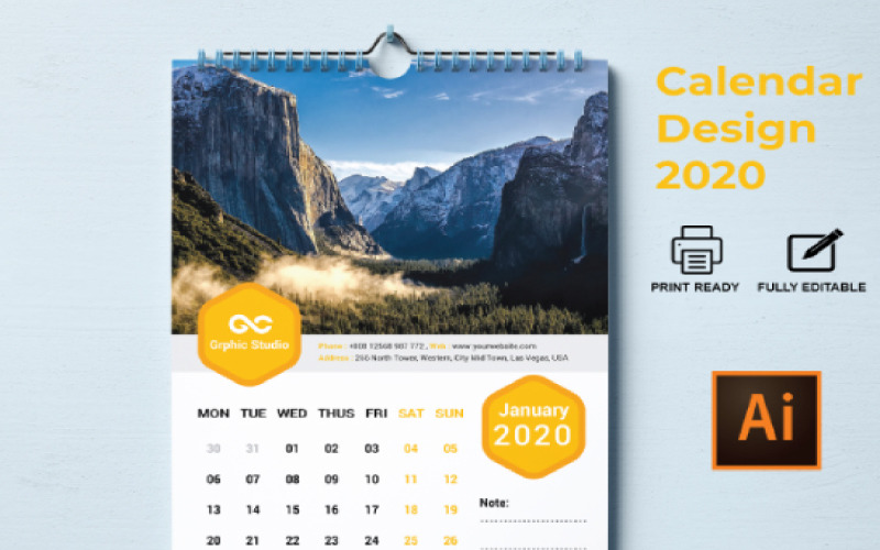 Kalendarz ścienny 2020 Planner