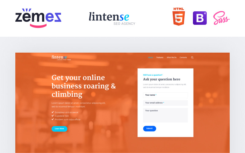 Lintense SEO Agency - Marketing Agency Creative HTML Landing Page Szablon