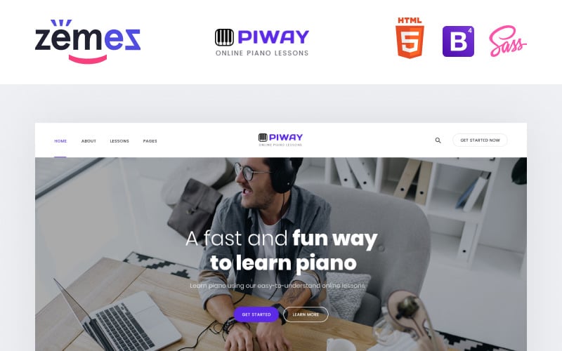 PIWAY - Многостраничный чистый HTML-шаблон веб-сайта музыкальной школы