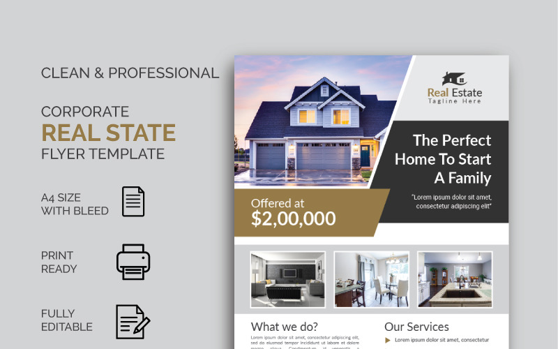 Download Фирменный стиль "Real State Flyer - Corporate Identity Template" / Real State Flyer - Corporate Identity Template - Фирменный стиль на тему графика advertisement advertising agency agent broker commercial flyer home house leaflet lease loan magazine marketing mortgage negotiator newspaper open poster professional