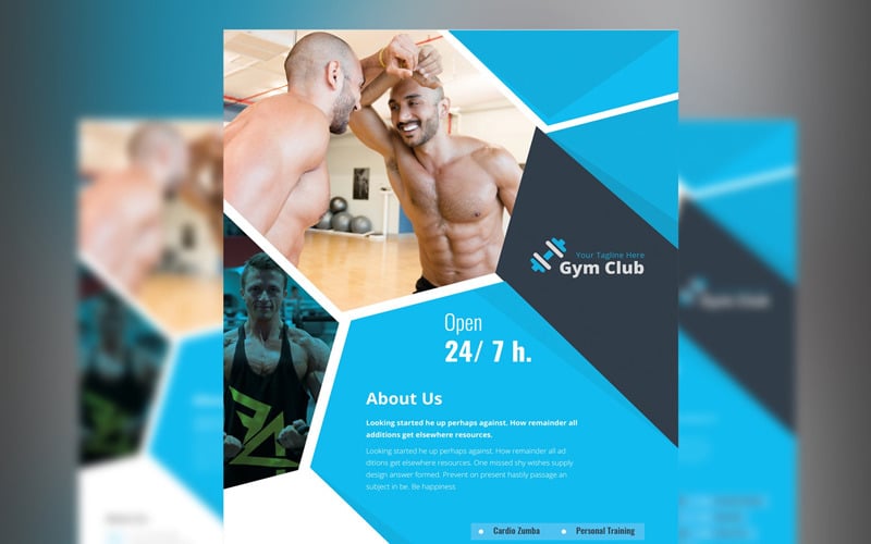 Download Фирменный стиль "Sinaloa-Blue-&-Black-Gym-Flyer - Corporate Identity Template" / Sinaloa-Blue-&-Black-Gym-Flyer - Corporate Identity Template - Фирменный стиль на тему графика new headline design cover template poster background flyer vector leaflet creative abstract banner company publication print graphic gym minimalist gymnasium