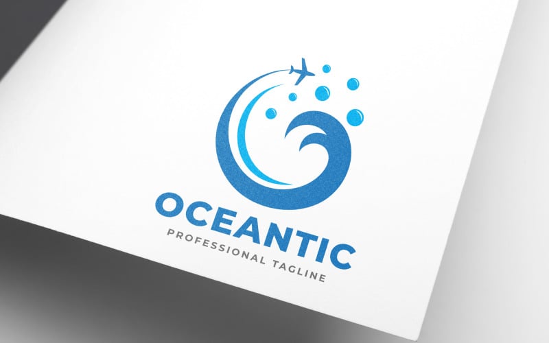 Download Шаблон логотипа "The Ocean Travel &amp; Tourism Logo Template" / The Ocean Travel &amp; Tourism Logo Template - Шаблон логотипа на тему графика adventure,beach,holiday,island,journey,ocean,paradise,plane,sand,summer,sunrise,sunset,tour,tourism,travel,trip,tropical,sea,wave,tourist