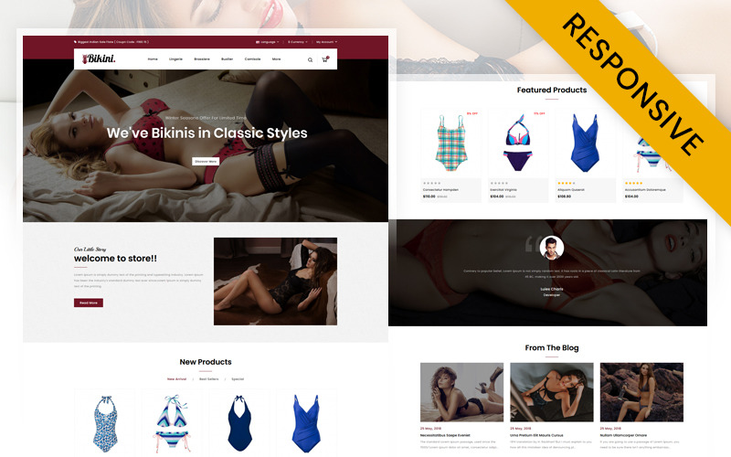 Bikini - İç Giyim Mağazası OpenCart Duyarlı Şablon