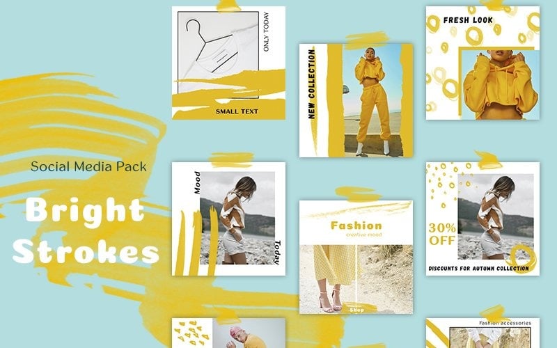 Bright Strokes - Pack Social Media Template