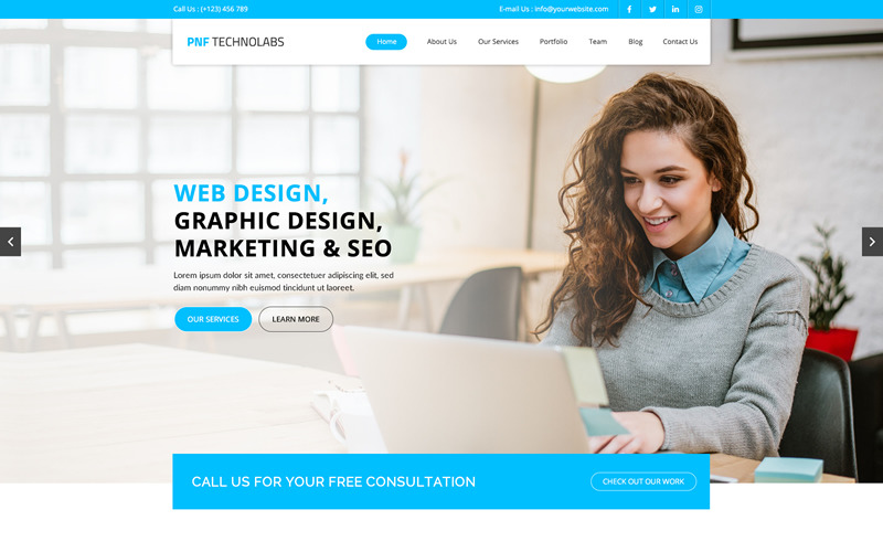 Download PSD шаблон "PNFTechnolabs - Technology PSD Template" / PNFTechnolabs - Technology PSD Template - PSD шаблон на тему графика agency business technology creative psd corporate template
