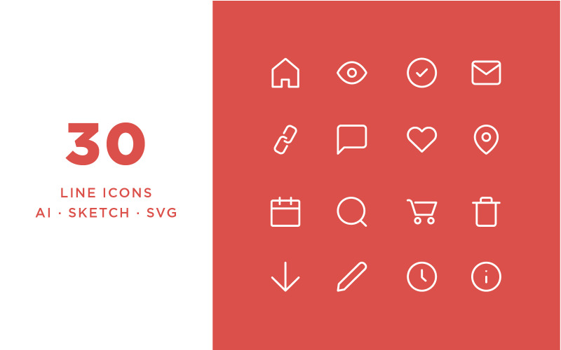 Download Набор иконок "Simple Line Icon Set" / Simple Line Icon Set - Набор иконок на тему графика minimal minimalism minimalist icon icons vector simple edit cart ecommerce web date time message