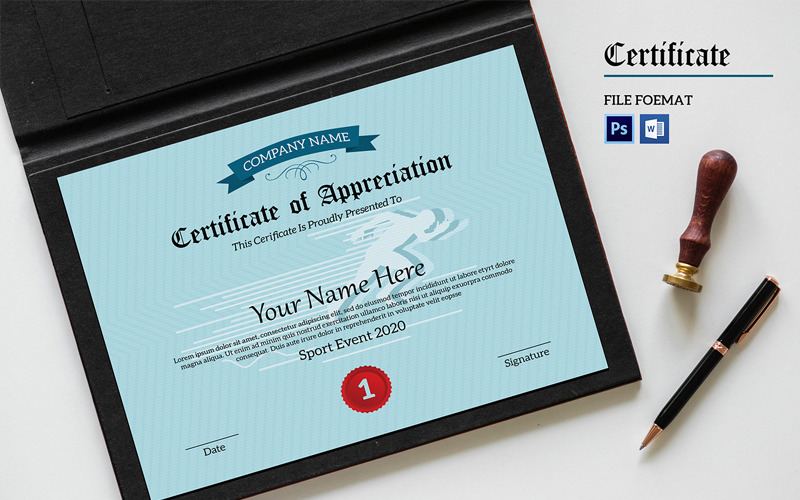 Download Шаблон сертификата "Sistec Appreciation Certificate Template" / Sistec Appreciation Certificate Template - Шаблон сертификата на тему графика certificate,appreciation,template,award,multipurpose,letter,print,printable,college,job,achievement,msword,docx,psd