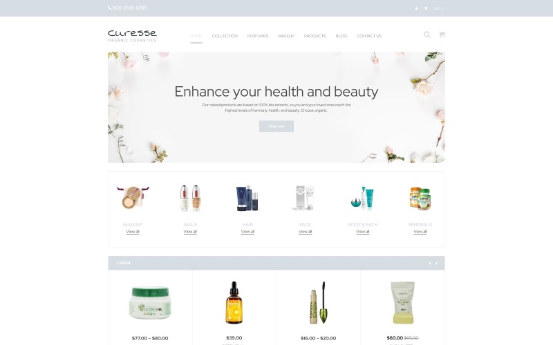 Curesse - Tema do Shopify da loja de cosméticos para spa