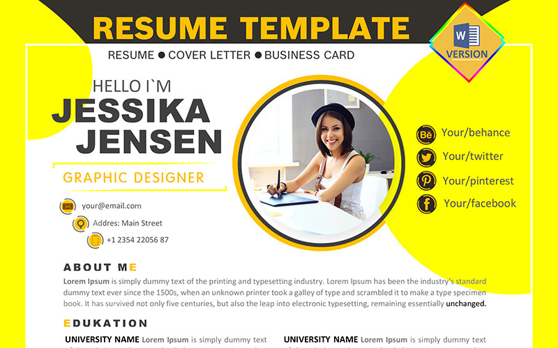 Download Резюме "Jessika Jensen Graphic Designer Resume Template" / Jessika Jensen Graphic Designer Resume Template - Резюме на тему графика resume,csv