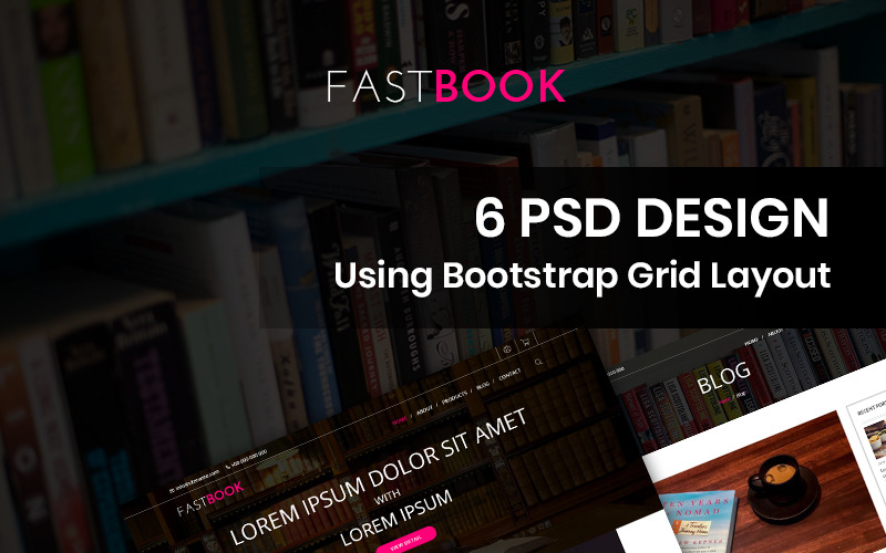 Download PSD шаблон "Fastbook - Book Store PSD Template" / Fastbook - Book Store PSD Template - PSD шаблон на тему издательская компания book store publisher publishing theme template psd photoshop