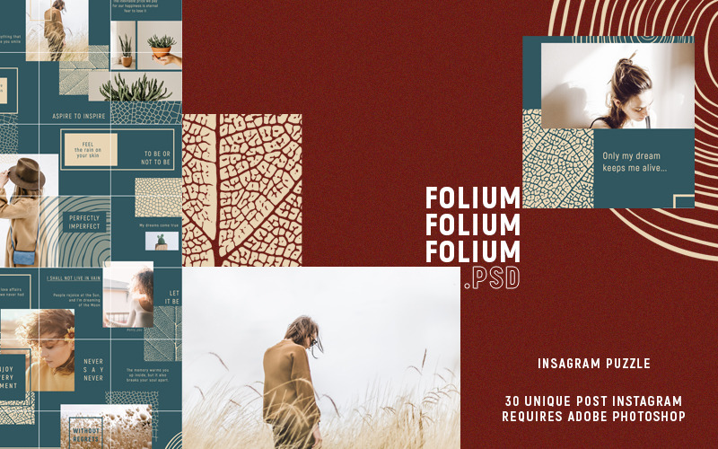 Download Шаблон для соцсетей "FOLIUM - Instagram Puzzle Social Media Template" / FOLIUM - Instagram Puzzle Social Media Template - Шаблон для соцсетей на тему графика template,instagram,grid,business,blogger,commerce,psd,lifestyle,puzzle,tiles,social,media,bundle,minimalism,simple,stylish,black,white,geometry,post