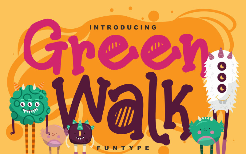 Download Шрифт "Green walk | Decorative Fun Type Font" / Green walk | Decorative Fun Type Font - Шрифт на тему графика decorative,font,vector,fun,design,illustration,decoration,background,colorful,style,art,graphic,text,texture,type,symbol,trendy,vintage,card,paper