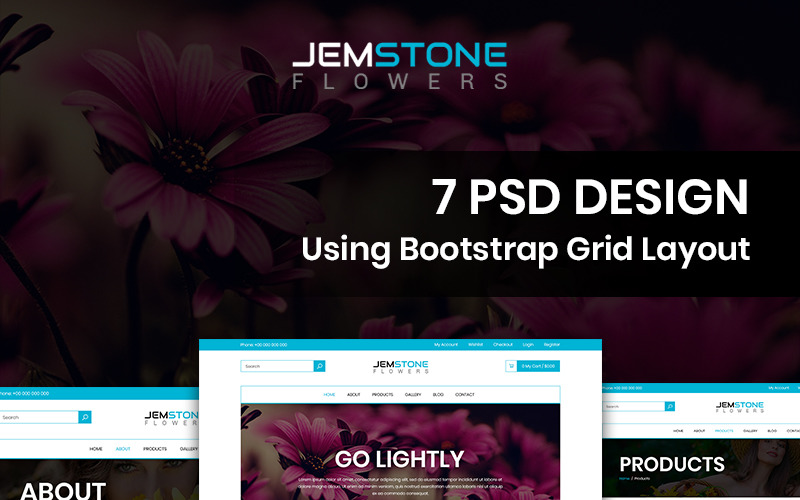 Download PSD шаблон "Jemstone Flowers - Flowers Store PSD Template" / Jemstone Flowers - Flowers Store PSD Template - PSD шаблон на тему графика flowers store theme template psd photoshop