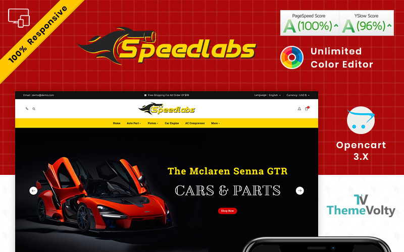 OpenCart шаблон магазина AutoPart Store Speed Labs