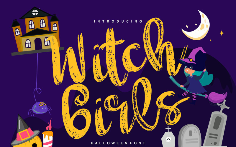 Download Шрифт "Witch girls | Script Halloween Font" / Witch girls | Script Halloween Font - Шрифт на тему графика text,script,font,lettering,helloween,typography,design,handwritten,type,letter,illustration,calligraphy,sign,background,card,graphic,black,horror,party,hand