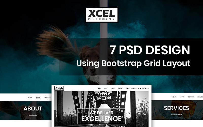 Download PSD шаблон "Xcel Photography - Photography PSD Template" / Xcel Photography - Photography PSD Template - PSD шаблон на тему графика photography photos pictures theme psd photoshop template