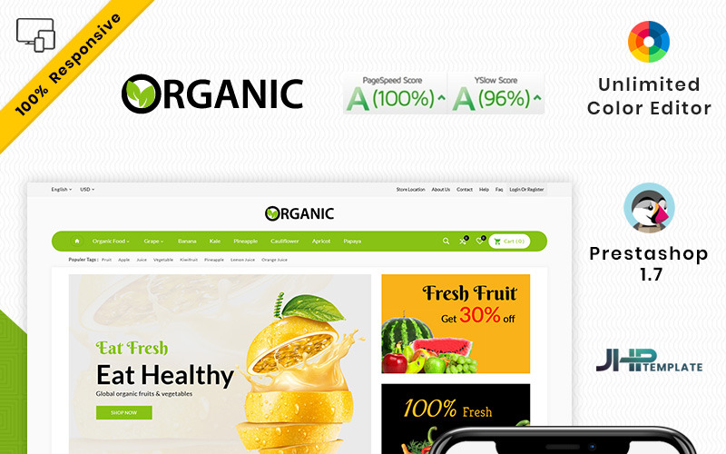 Le thème PrestaShop Organic Shop