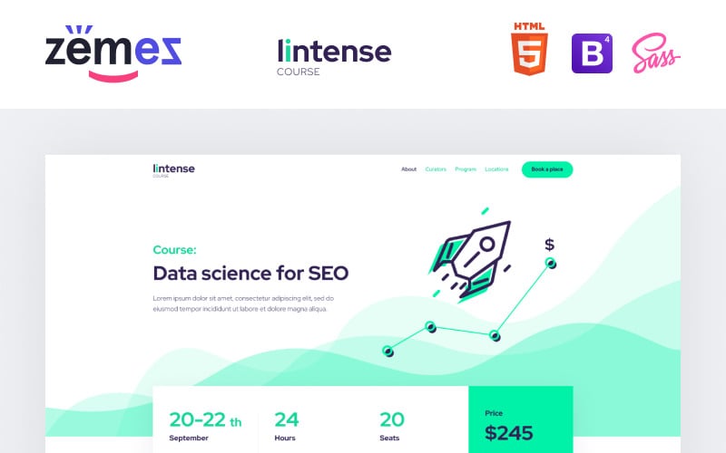 Lintense Course - Modèle de page de destination HTML propre pour l'éducation