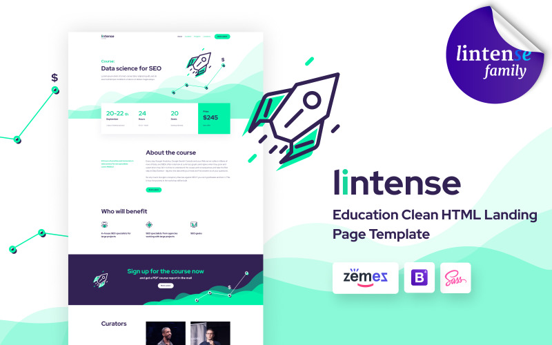 Lintense-Kurs - Bildung Saubere HTML-Landingpage-Vorlage