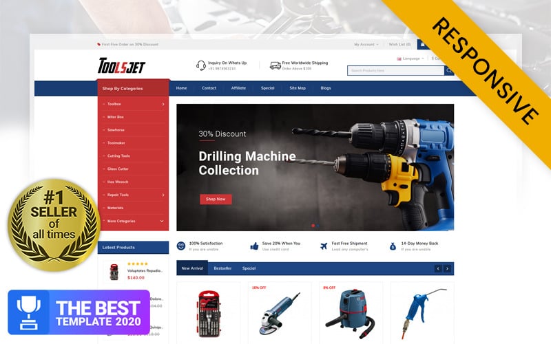 Toolsjet - OpenCart шаблон для строительного магазина