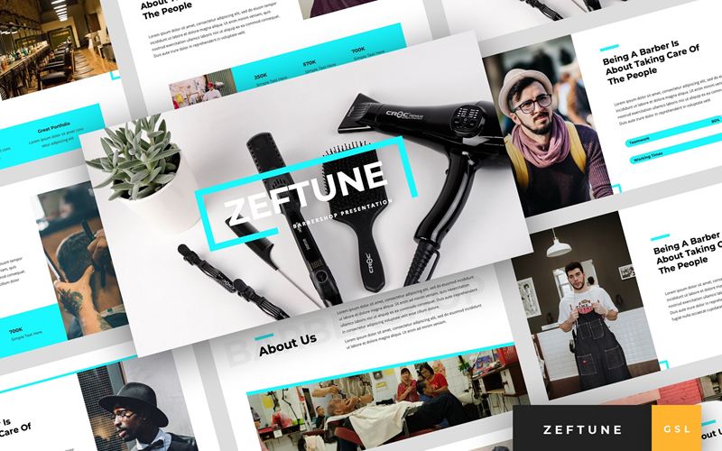 Zeftune - Barbershop Presentation Google Slides