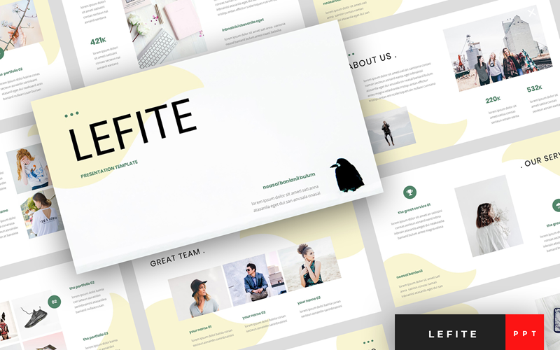 Lefite - Dergi ve Yaratıcı Sunum PowerPoint şablonu