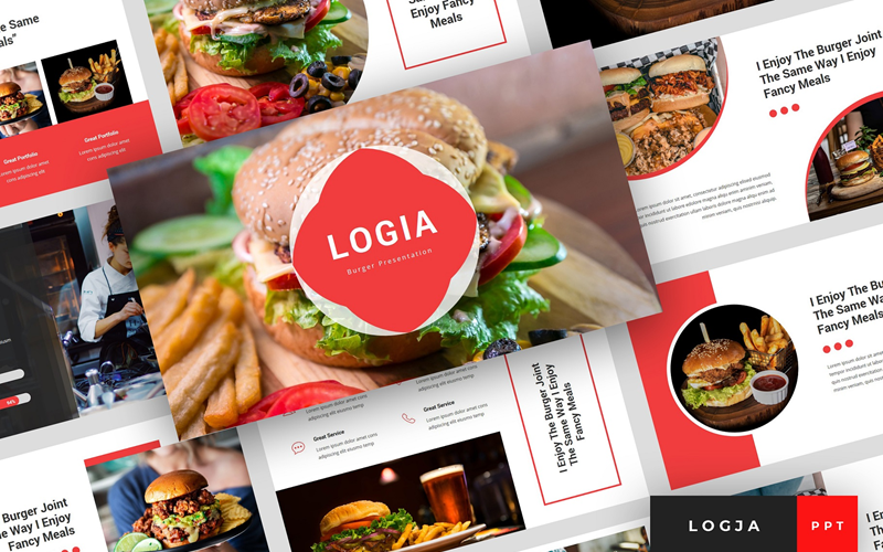 Logja – Burger bemutató PowerPoint sablon
