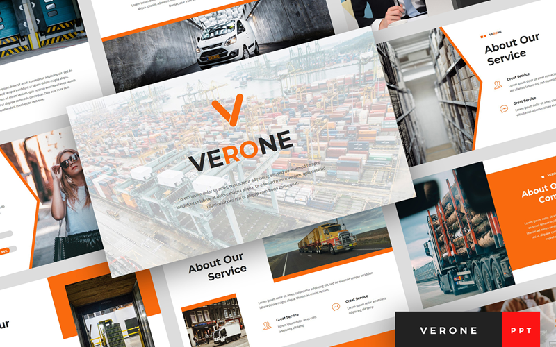 Verone - modelo de PowerPoint de apresentação de logística e transporte