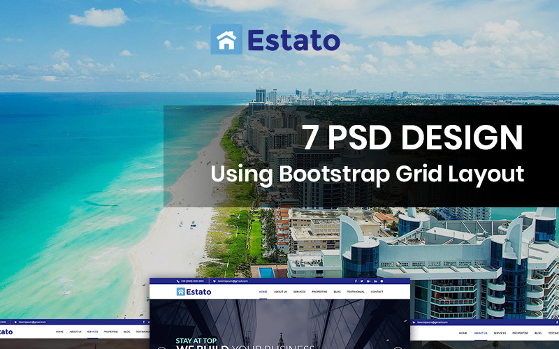 Download PSD шаблон "Estato - Real Estate Company PSD Template" / Estato - Real Estate Company PSD Template - PSD шаблон на тему недвижимость real estate business theme template psd photoshop