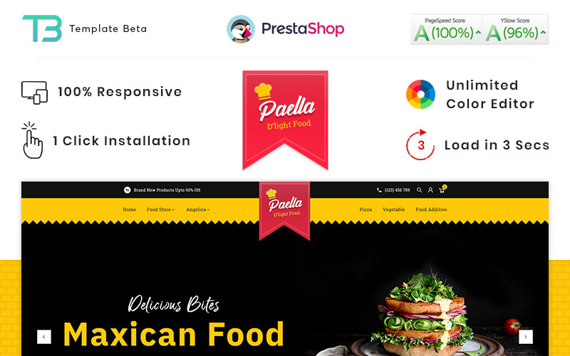 Paella Delight Élelmiszer és Étterem PrestaShop téma