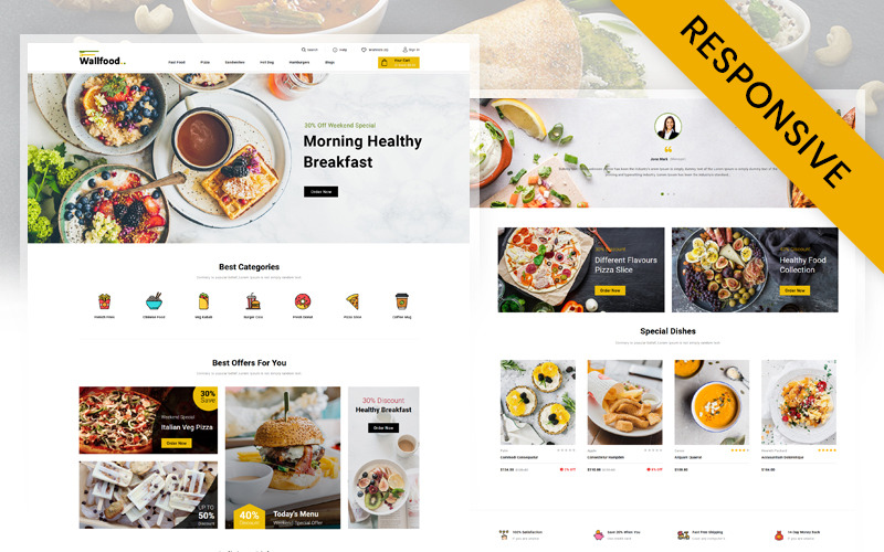 WallFood - Modello responsivo OpenCart del negozio di ristoranti